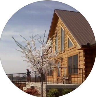 A Touch Above Salon log cabin logo